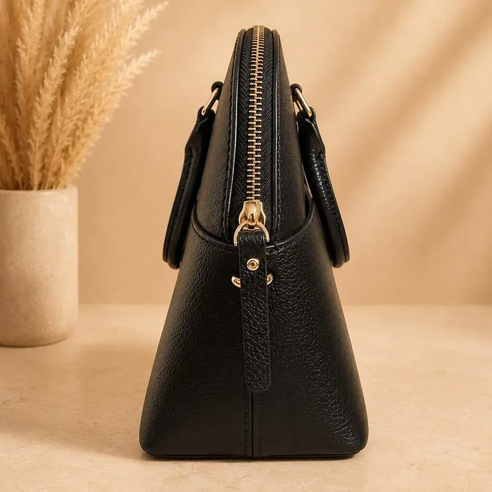 Kate Spade New York Black Pebbled Leather Dome Satchel Top Handle - Picture 3 of 6